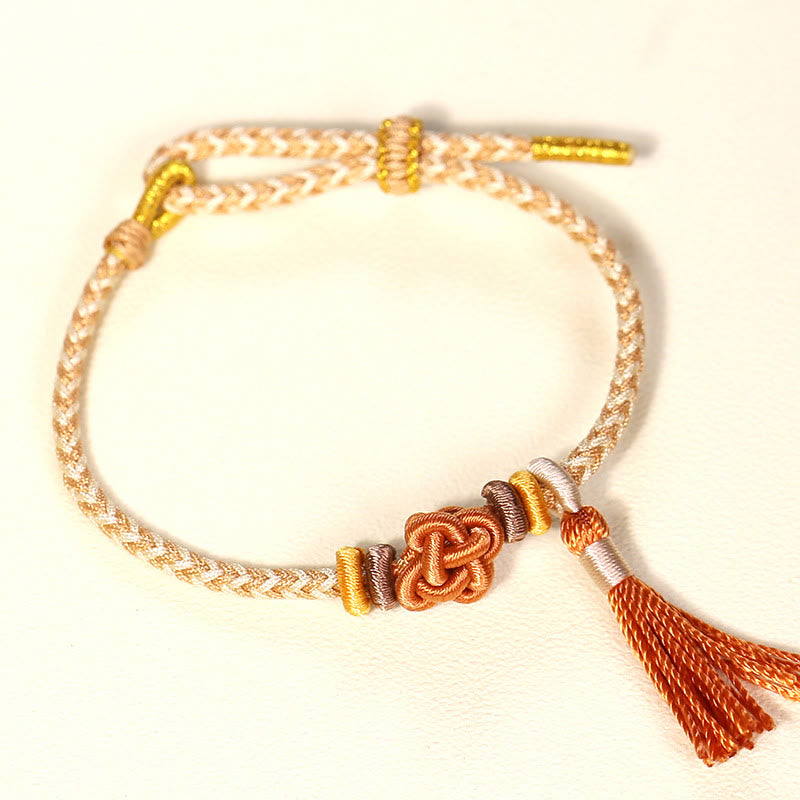 Colorful String Peach Blossom Knot Tassels Protection Bracelet