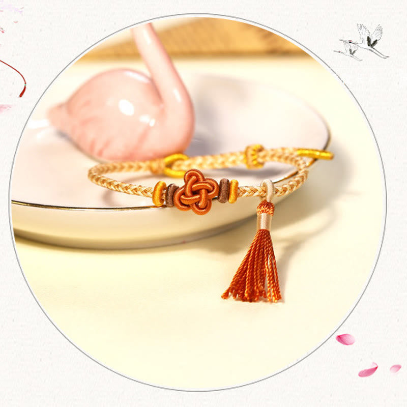 Colorful String Peach Blossom Knot Tassels Protection Bracelet