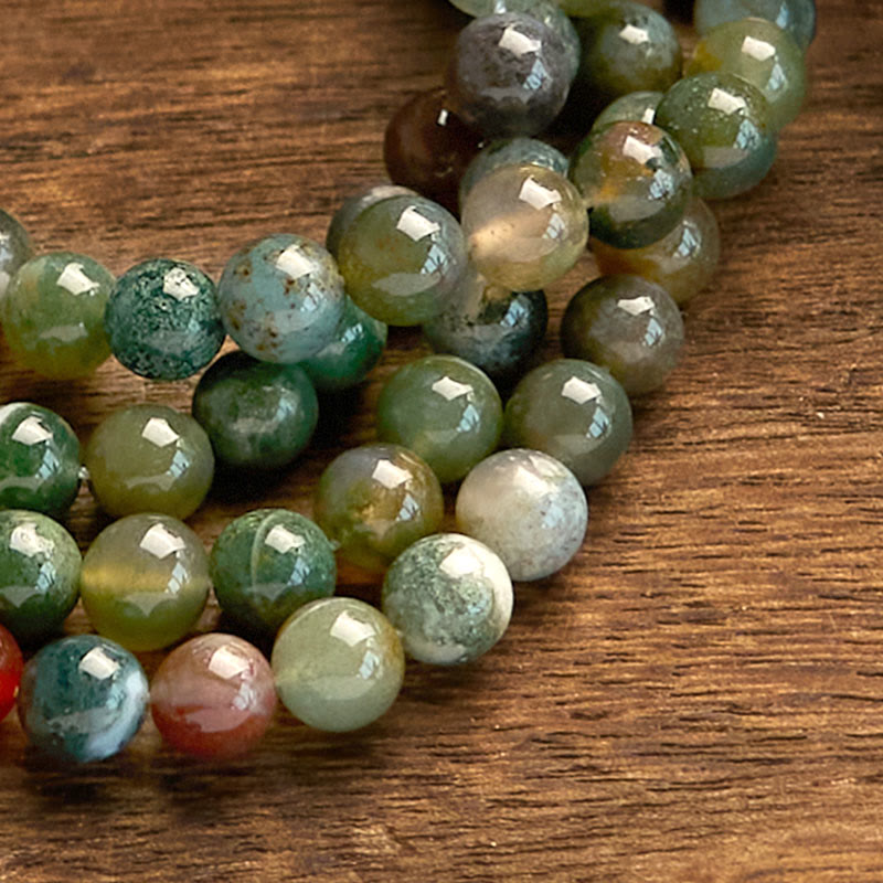 108 Mala Beads Natural Stone Indian Agate Lotus Calm Bracelet
