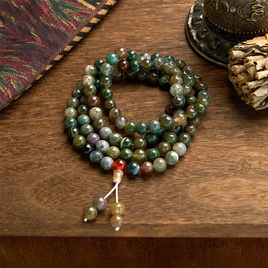 108 Mala Beads Natural Stone Moss Agate Multi-turn Bracelet