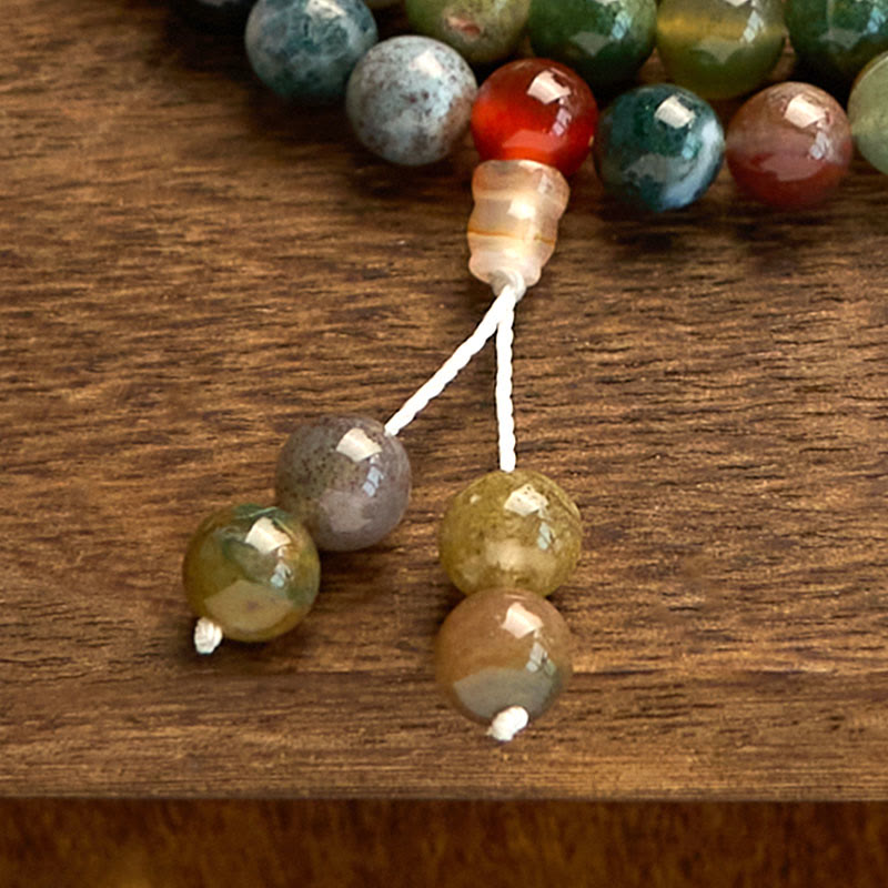 108 Mala Beads Natural Stone Moss Agate Multi-turn Bracelet