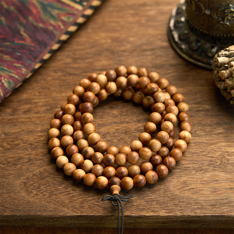 108 Mala Beads Lightning Strike Peach Wood Hand Polishing Protection Bracelet