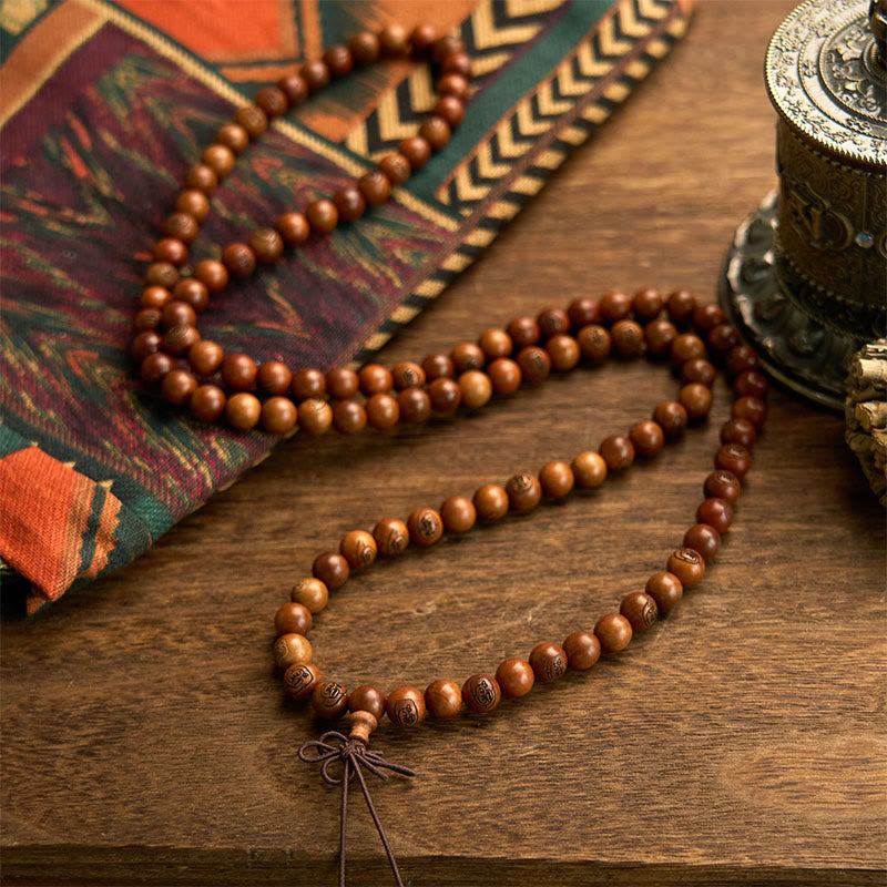 108 Mala Beads Lightning Struck Jujube Wood The Golden Light Mantra Protection Bracelet