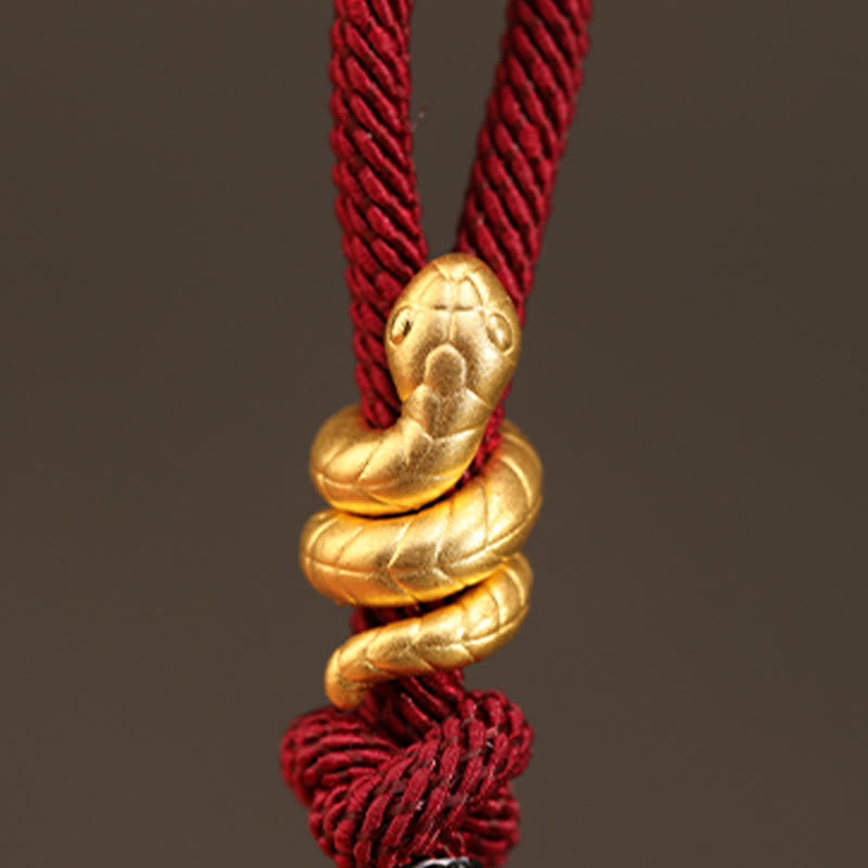 999 Gold Year of the Snake Design Handmade Luck Protection Rope Braided Bracelet