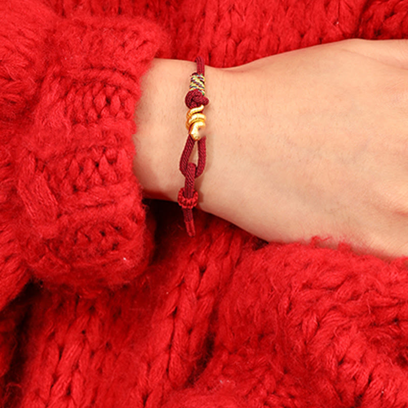 999 Gold Year of the Snake Design Handmade Luck Protection Rope Braided Bracelet