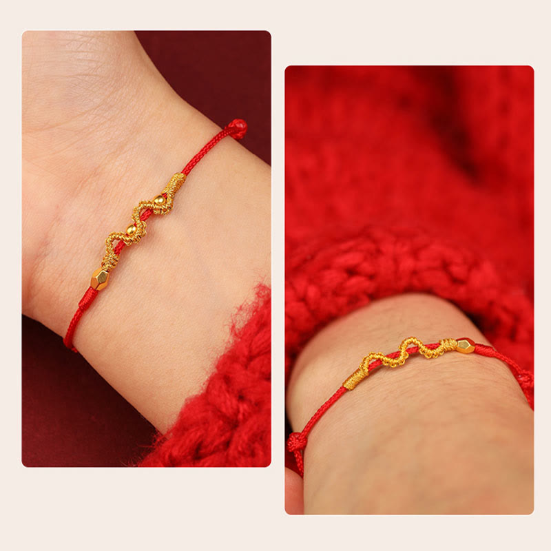 999 Gold Year of the Snake Handmade Luck Strength Braided Bracelet Anklet