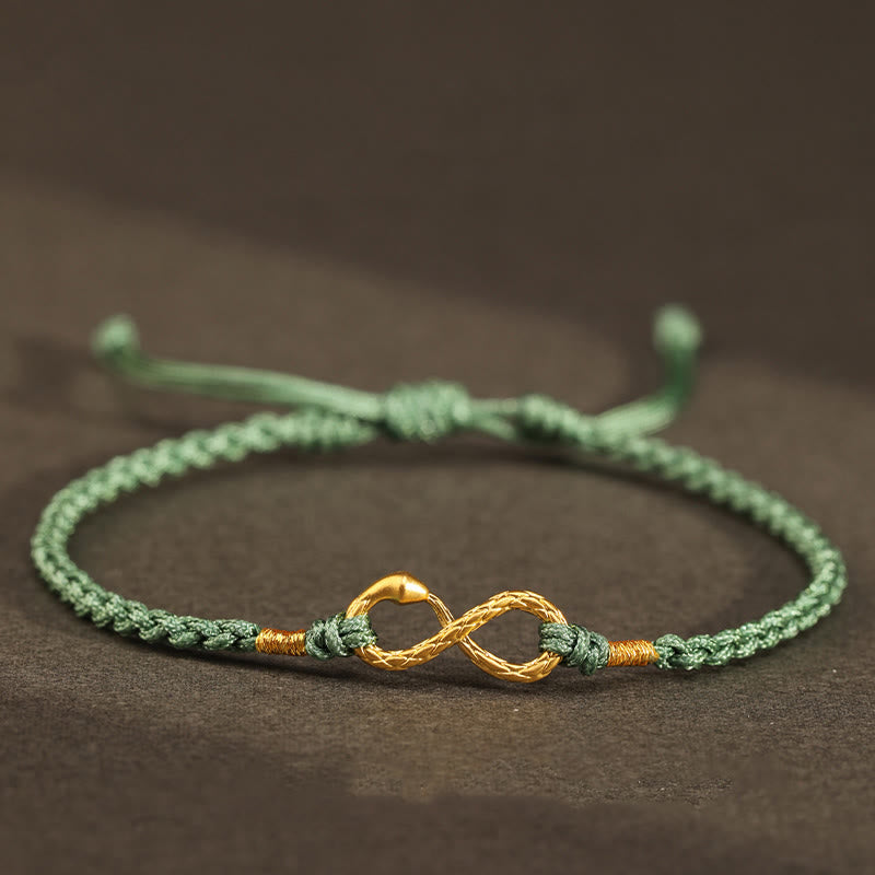 999 Gold Year of the Snake Eternal Endless Knot Infinity Handmade Luck Bracelet