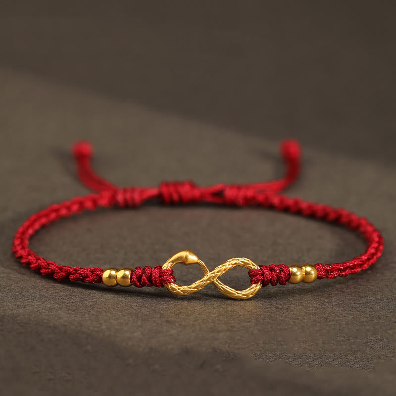 999 Gold Year of the Snake Eternal Endless Knot Infinity Handmade Luck Bracelet