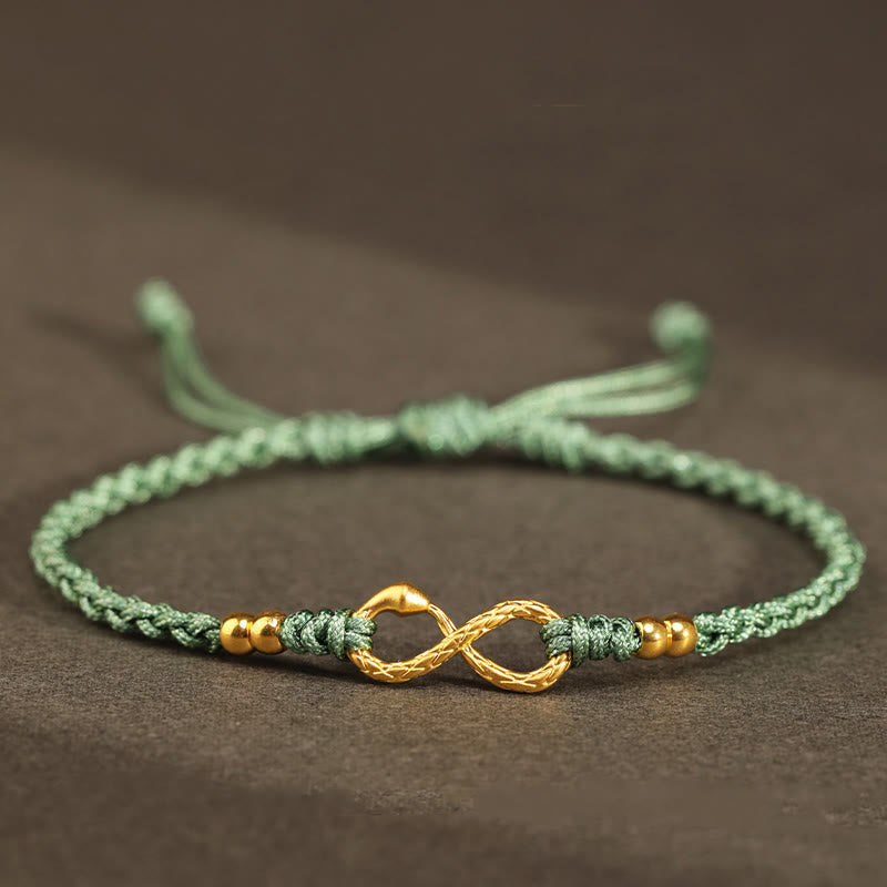 999 Gold Year of the Snake Eternal Endless Knot Infinity Handmade Luck Bracelet