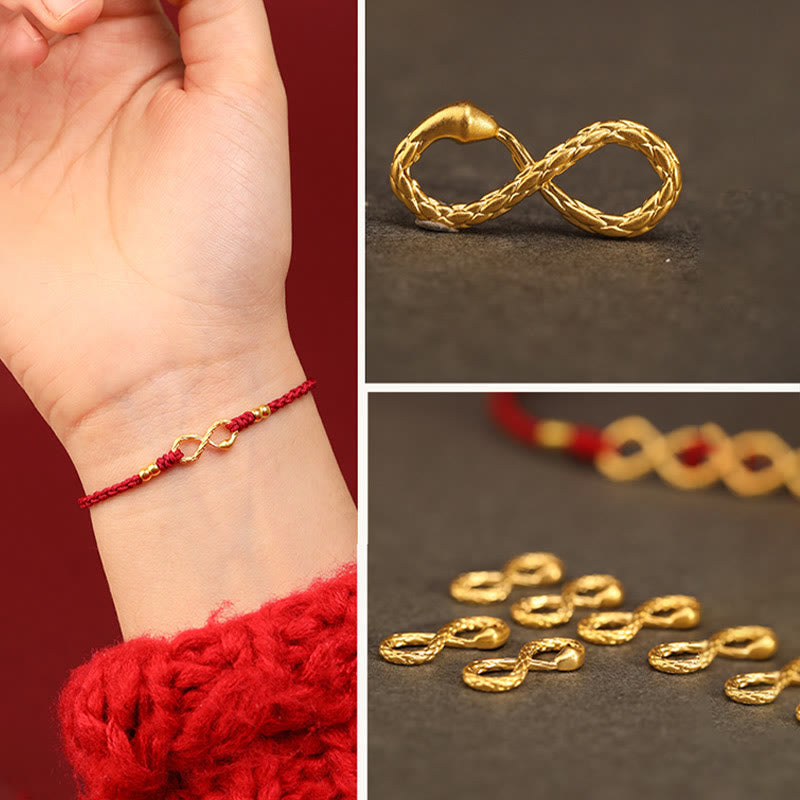 999 Gold Year of the Snake Eternal Endless Knot Infinity Handmade Luck Bracelet