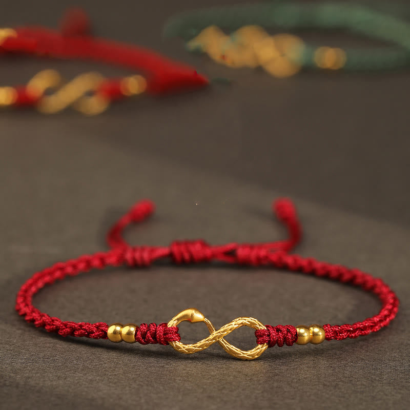999 Gold Year of the Snake Eternal Endless Knot Infinity Handmade Luck Bracelet