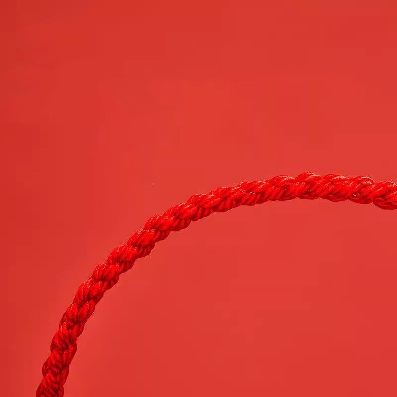 Handmade Braided Red String 925 Sterling Silver Fu Character Luck Bracelet