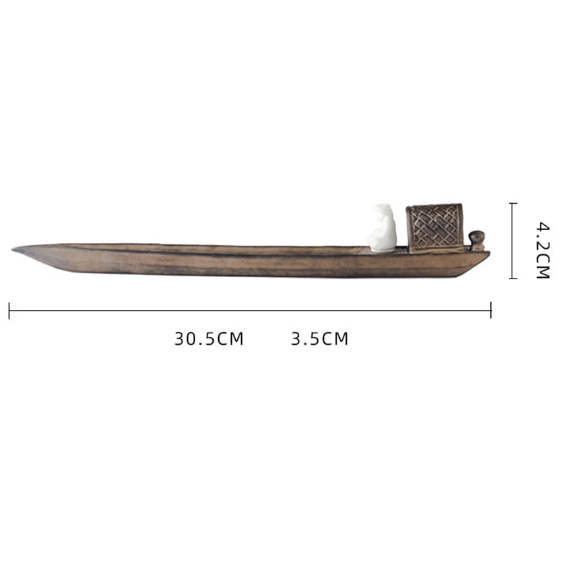 Fisherman Zen Brown Ceramic Stick Incense Burner Decoration