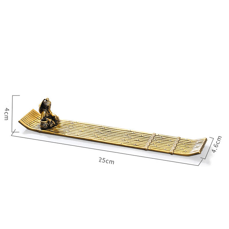 Fisherman Bamboo Fishing Boat Alloy Incense Stick Holder Incense Burner Decoration