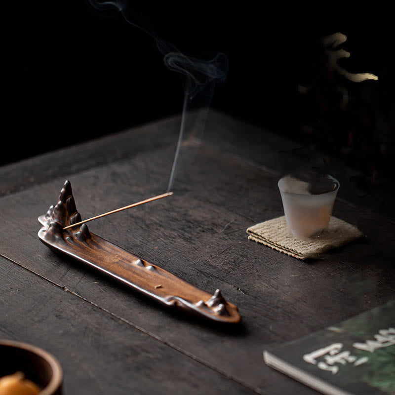 Mountains Boat Design Spiritual Ceramic Stick Incense Burner Decoration