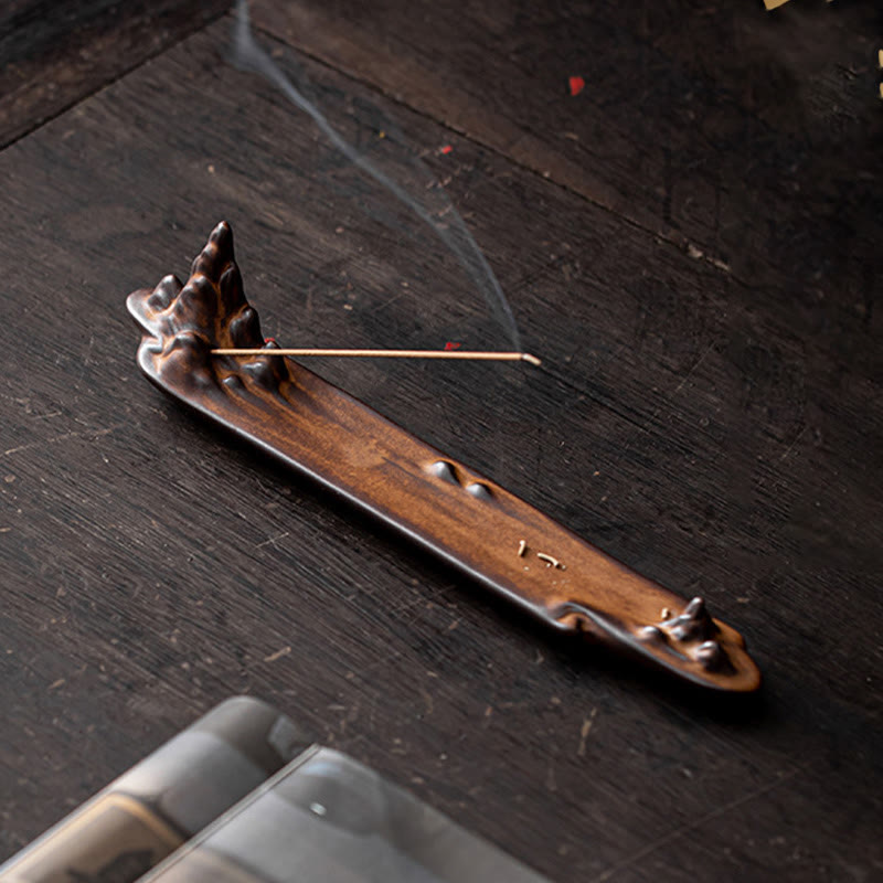 Mountains Boat Design Spiritual Ceramic Stick Incense Burner Decoration