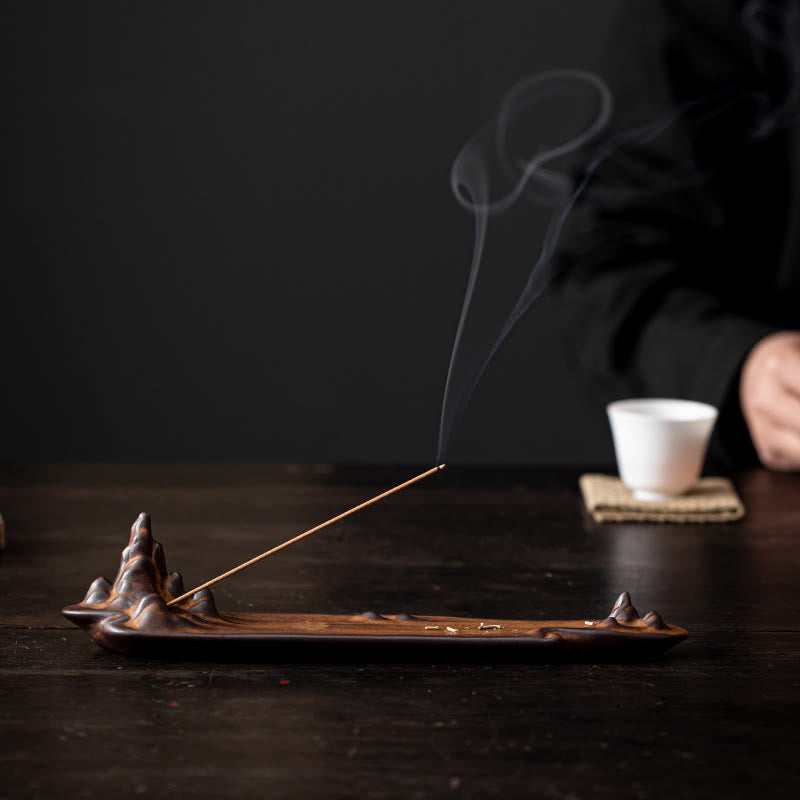 Mountains Boat Design Spiritual Ceramic Stick Incense Burner Decoration