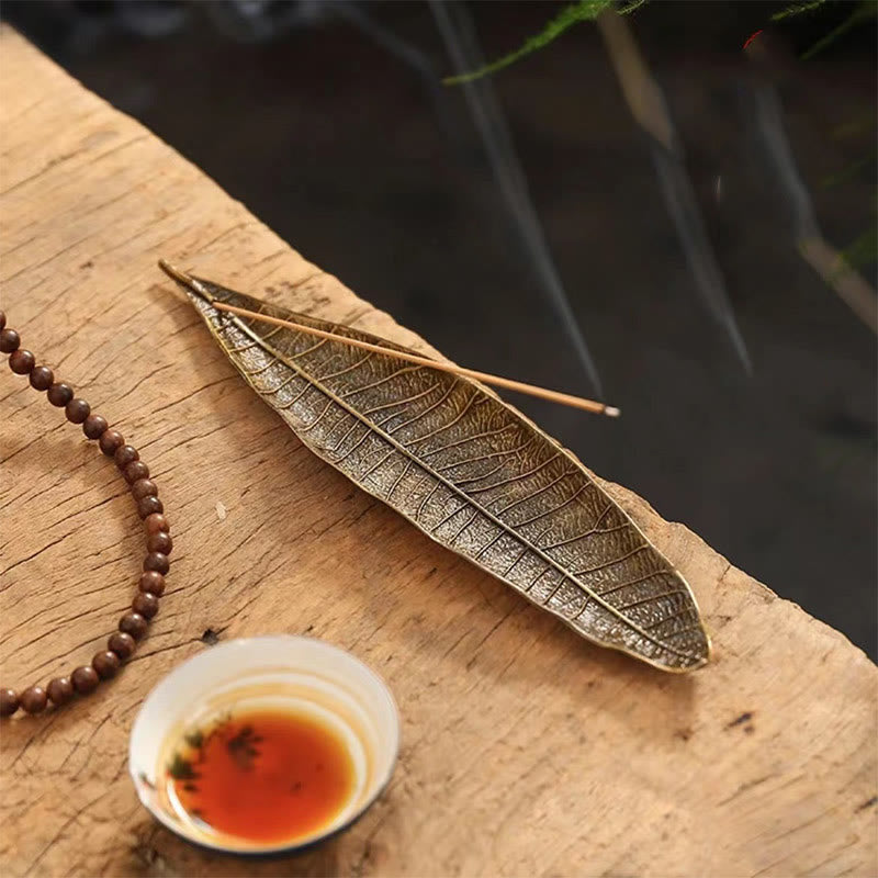 Alloy Oriental Leaf Incense Burner Decoration