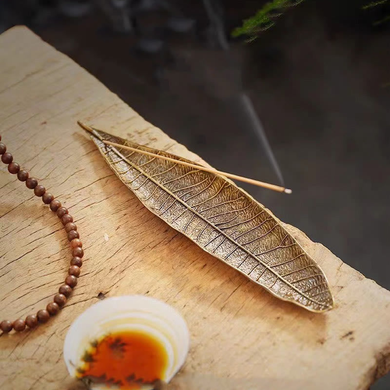 Alloy Oriental Leaf Incense Burner Decoration