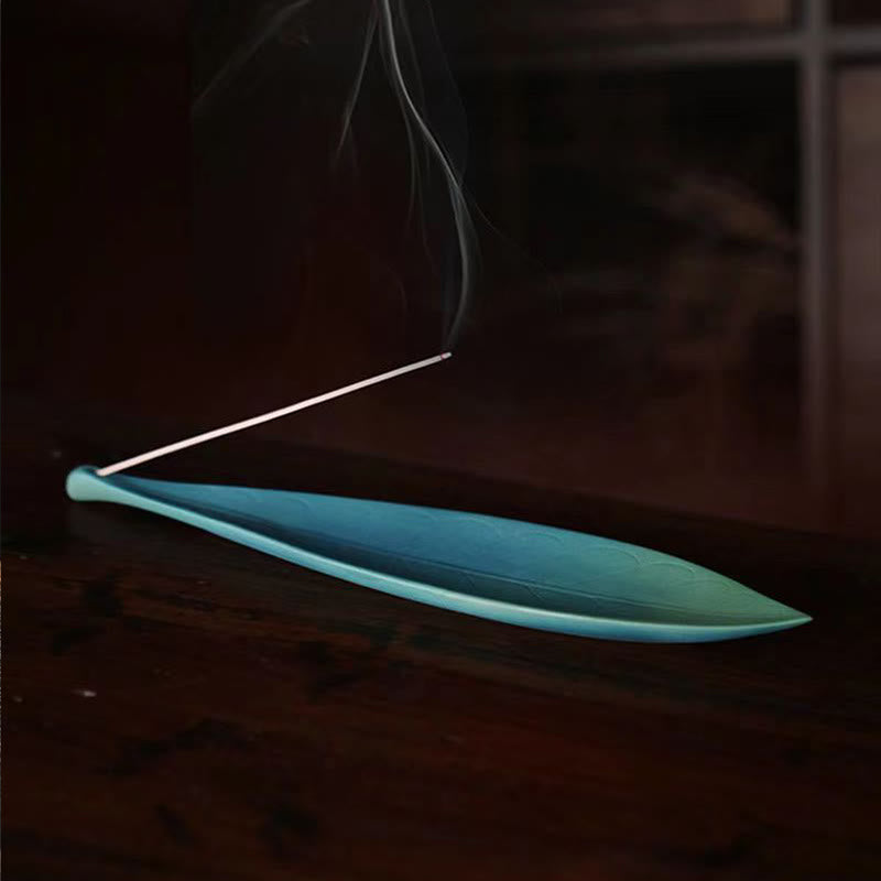 Willow Leaf Ceramic Stick Incense Burner Decoration