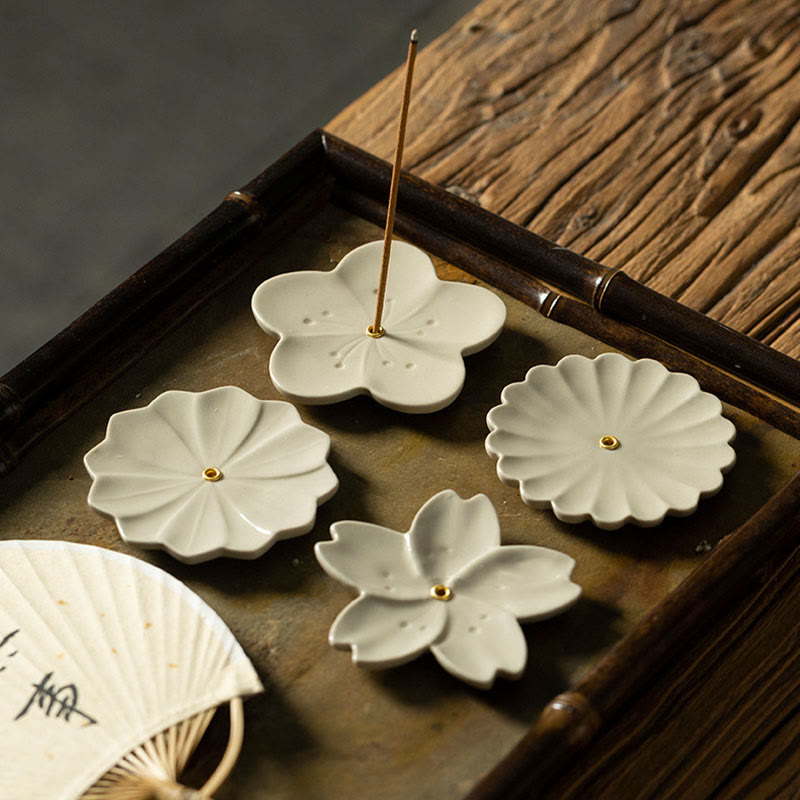 Lotus Cherry Blossom Plum Blossom Chrysanthemum Ceramic Incense Burner Decoration