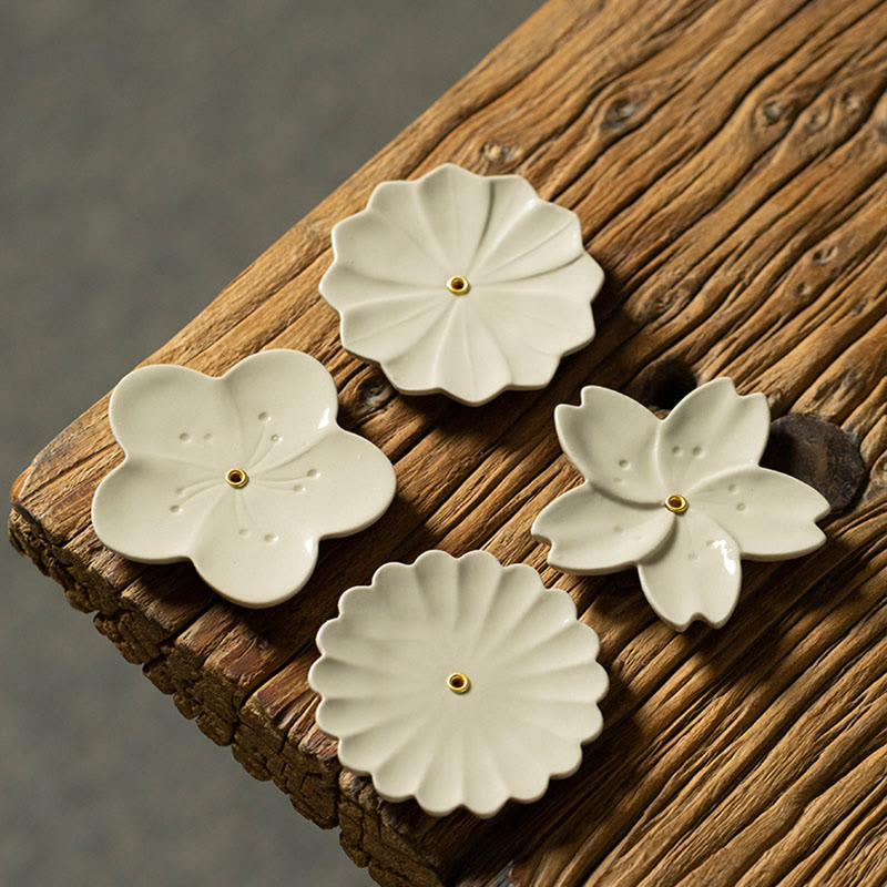 Lotus Cherry Blossom Plum Blossom Chrysanthemum Ceramic Incense Burner Decoration