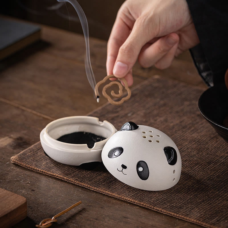 Cute Panda Ceramic Incense Burner Desk Decoration