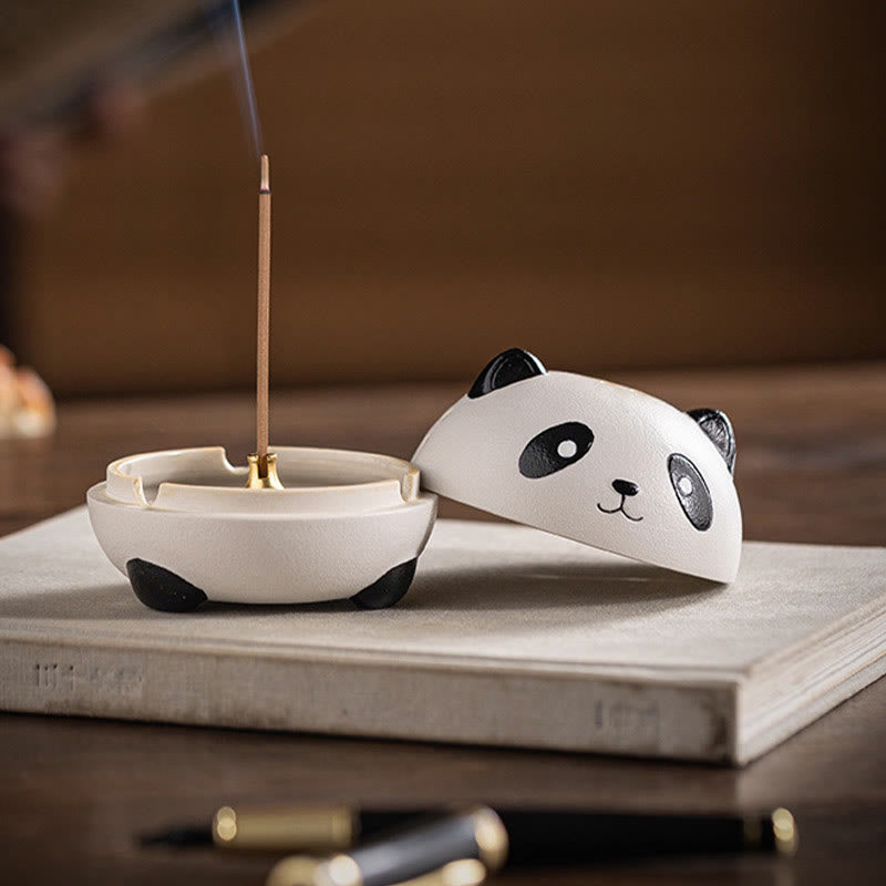 Cute Panda Ceramic Incense Burner Desk Decoration