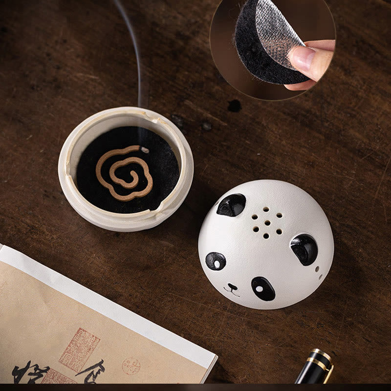 Cute Panda Ceramic Incense Burner Desk Decoration