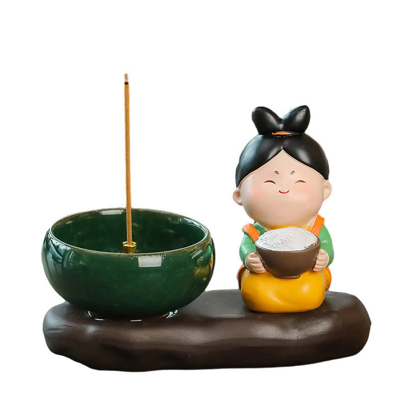 Tang Dynasty Lady Food Ceramic Incense Burner Desk Decoration