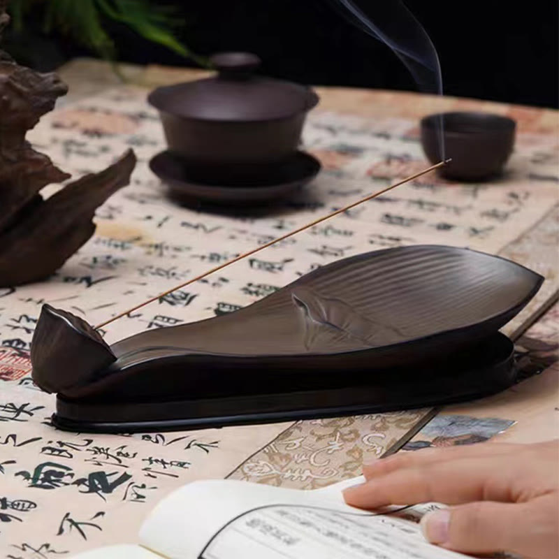 Lotus Pod Zen Brown Ceramic Stick Incense Burner Decoration