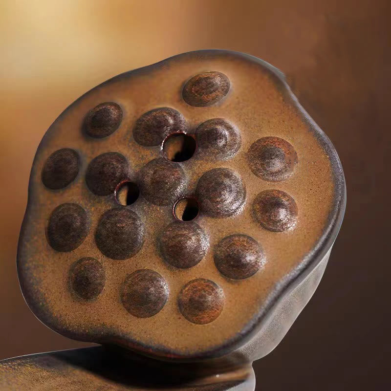 Lotus Pod Zen Brown Ceramic Stick Incense Burner Decoration