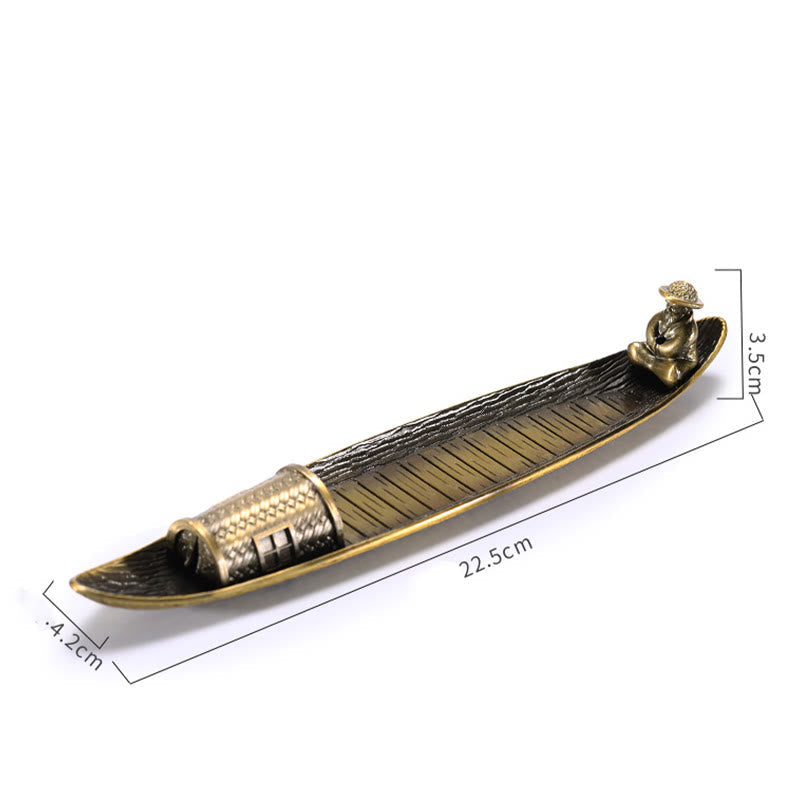 Fisherman Boat Alloy Incense Stick Holder Incense Burner Decoration