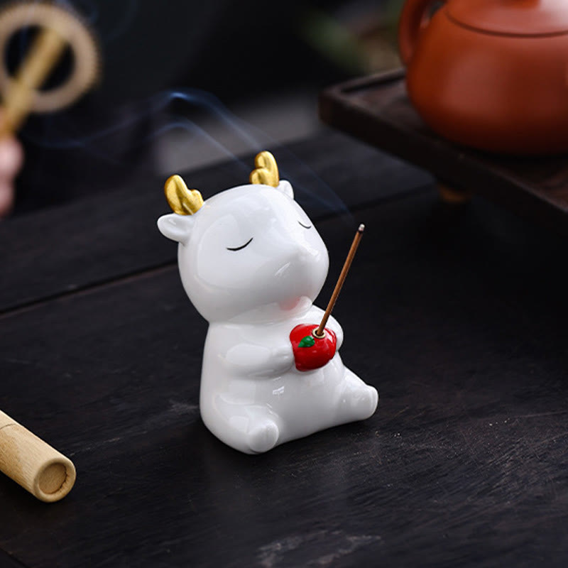 Cute Deer Holder Ceramic Incense Burner Desk Decoration