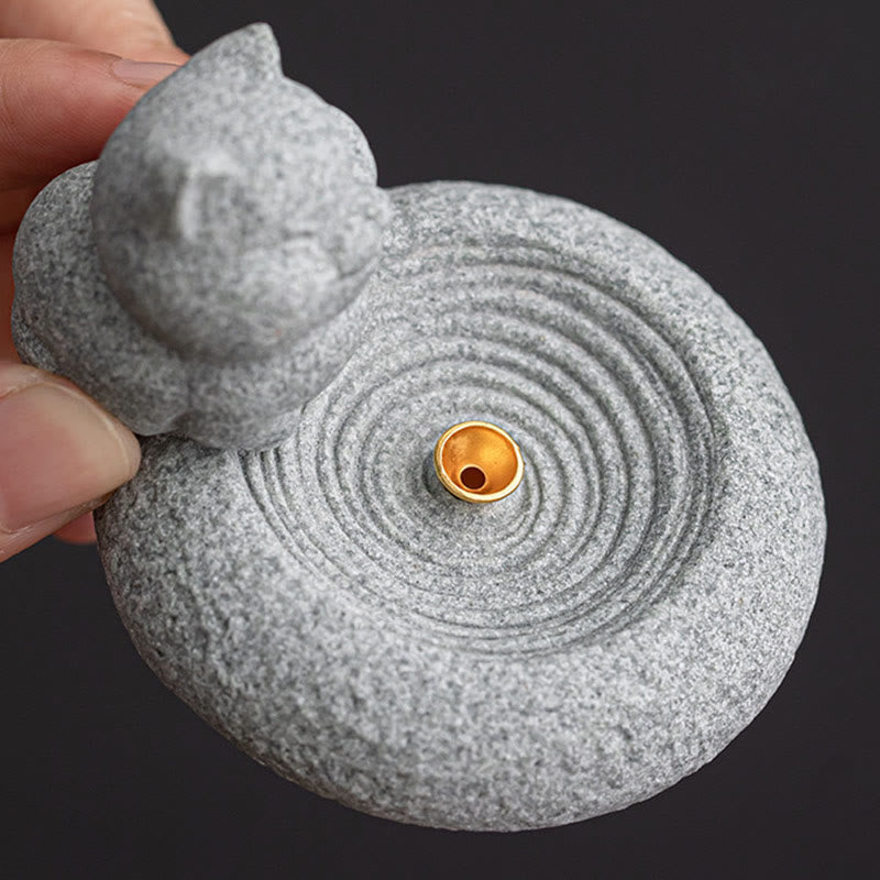 Cute Lazy Standing Cat Incense Burner Desk Decoration