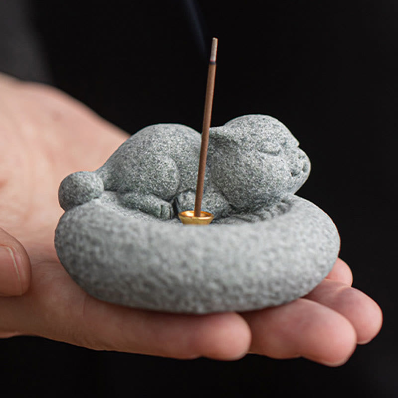 Cute Lazy Standing Cat Incense Burner Desk Decoration
