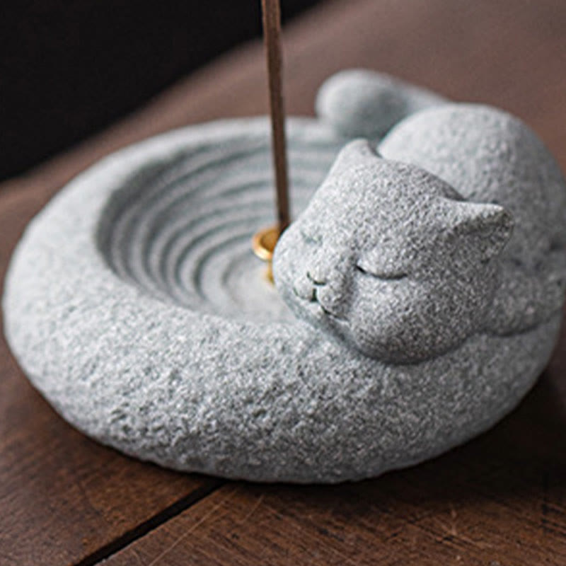 Cute Lazy Standing Cat Incense Burner Desk Decoration
