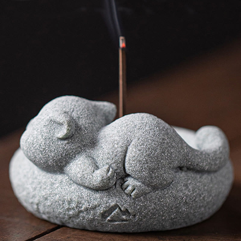 Cute Lazy Standing Cat Incense Burner Desk Decoration