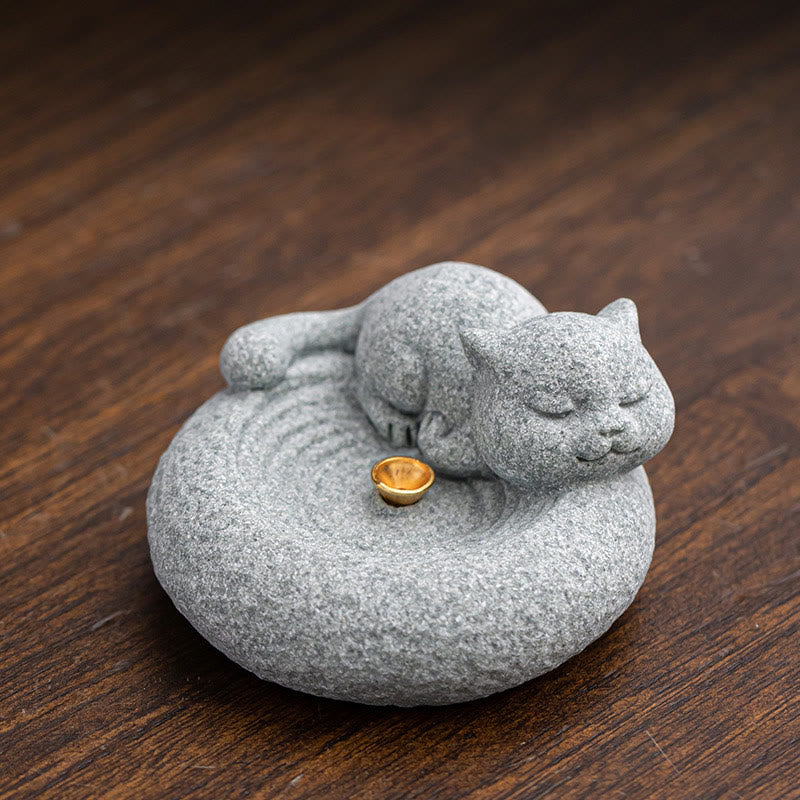 Cute Lazy Standing Cat Incense Burner Desk Decoration