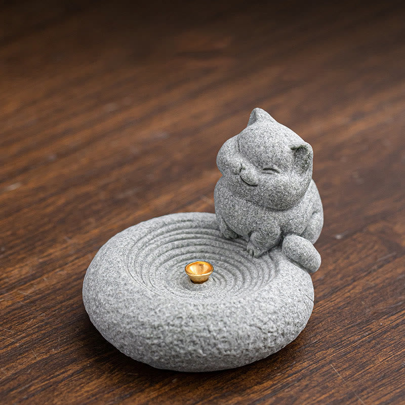 Cute Lazy Standing Cat Incense Burner Desk Decoration