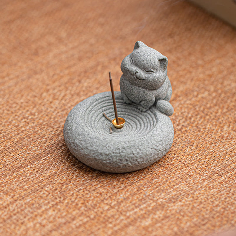 Cute Lazy Standing Cat Incense Burner Desk Decoration