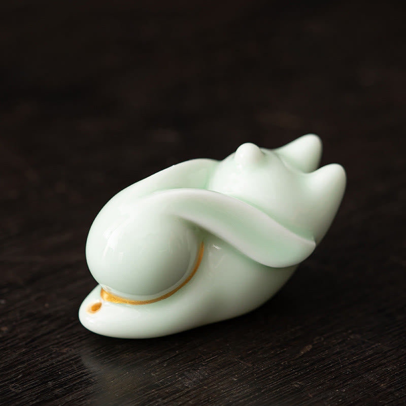Flying Rabbit Bamboo Mat Ceramic Incense Burner Desk Decoration