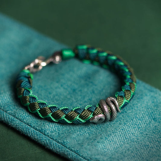 Year of the Snake 999 Sterling Silver String Protection Braided Bracelet