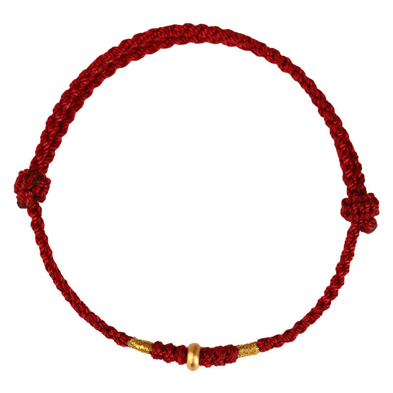 999 Gold Small Lucky Beads String Protection Luck Braided Bracelet Anklet