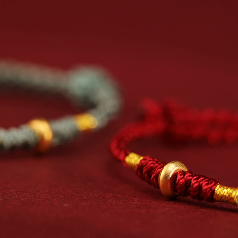 999 Gold Small Lucky Beads String Protection Luck Braided Bracelet Anklet