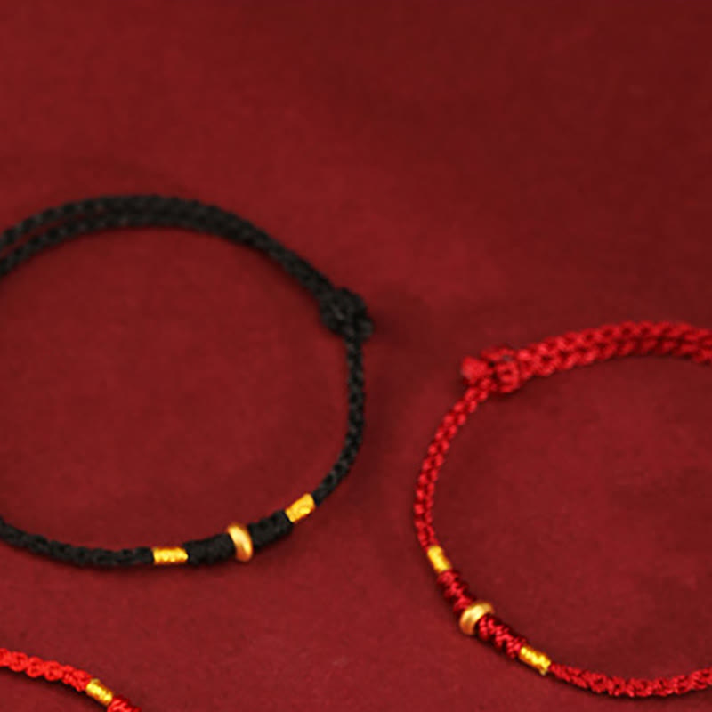 999 Gold Small Lucky Beads String Protection Luck Braided Bracelet Anklet