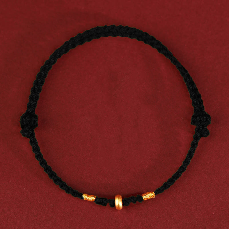 999 Gold Small Lucky Beads String Protection Luck Braided Bracelet Anklet