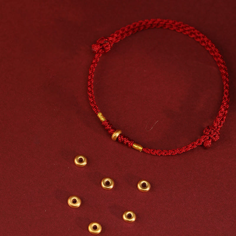 999 Gold Small Lucky Beads String Protection Luck Braided Bracelet Anklet