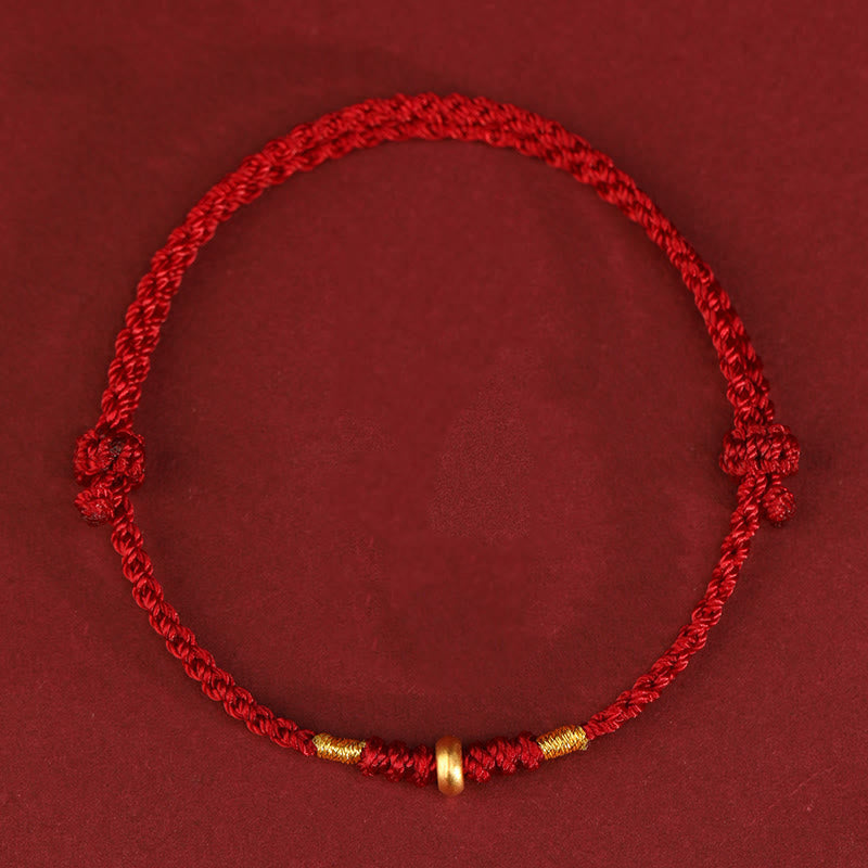 999 Gold Small Lucky Beads String Protection Luck Braided Bracelet Anklet