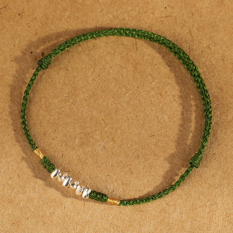 925 Sterling Silver String Protection Luck Ultra-Thin Braided Bracelet Anklet
